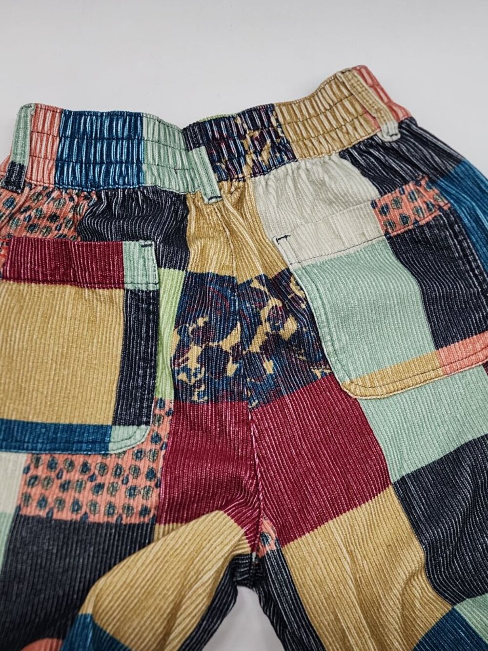 BDG Patchwork Corduroy Elastic Waist Pants Small Hippy Boho Retro Style - Picture 3 of 9